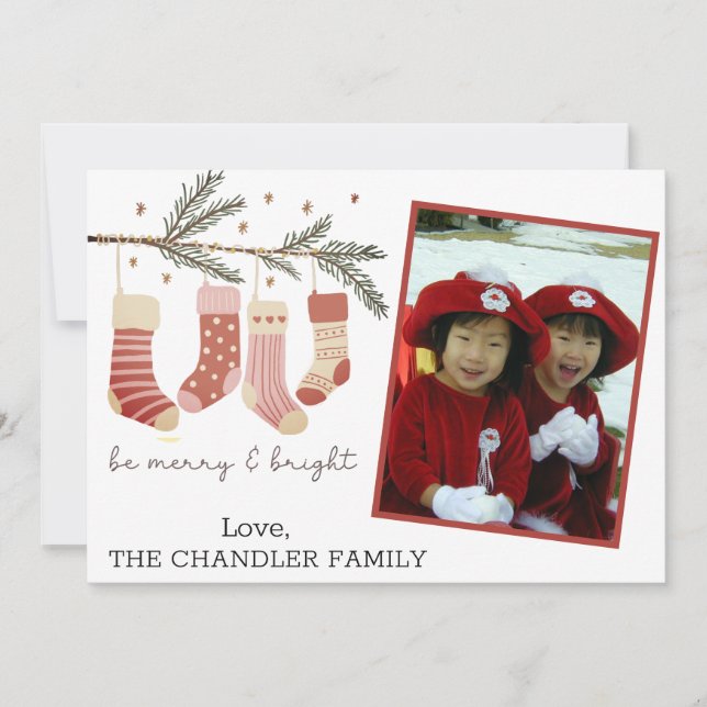 Tarjeta Festiva Foto de Be Merry and Bright Navidades (Anverso)