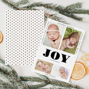 Tarjeta Festiva Foto de bebé Alegría para nuestro mundo Felices Fi