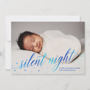 Tarjeta Festiva Foto de bebé de Noche Silenciosa Azul Felices Fies