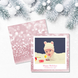 Tarjeta Festiva Foto de bebé de vacaciones rosadas