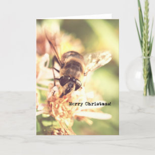 Tarjeta Festiva Foto de Bee Merry Christmas Vintage