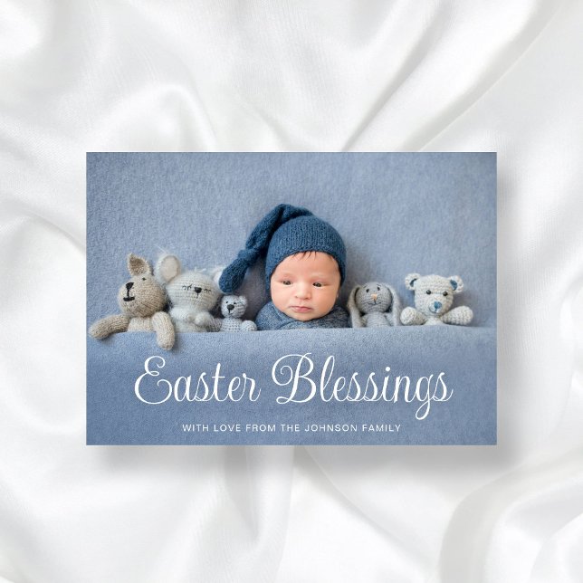 Tarjeta Festiva Foto de Bendición de Pascua Moderna (Modern Easter Blessings Photo Holiday Card)
