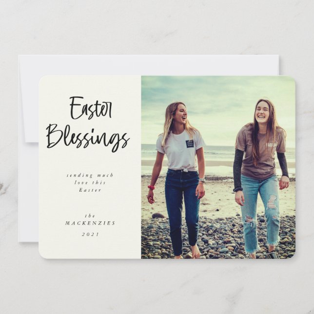 Tarjeta Festiva Foto De Bendiciones De Pascua Escrita Con Mano Mod (Anverso)