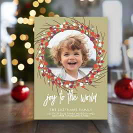 Tarjeta Festiva Foto de Berry Wreath - familia de descarga instant
