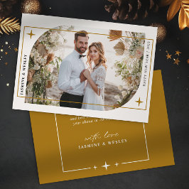 Tarjeta Festiva Foto de Boda de Navidades de oro minimalistas