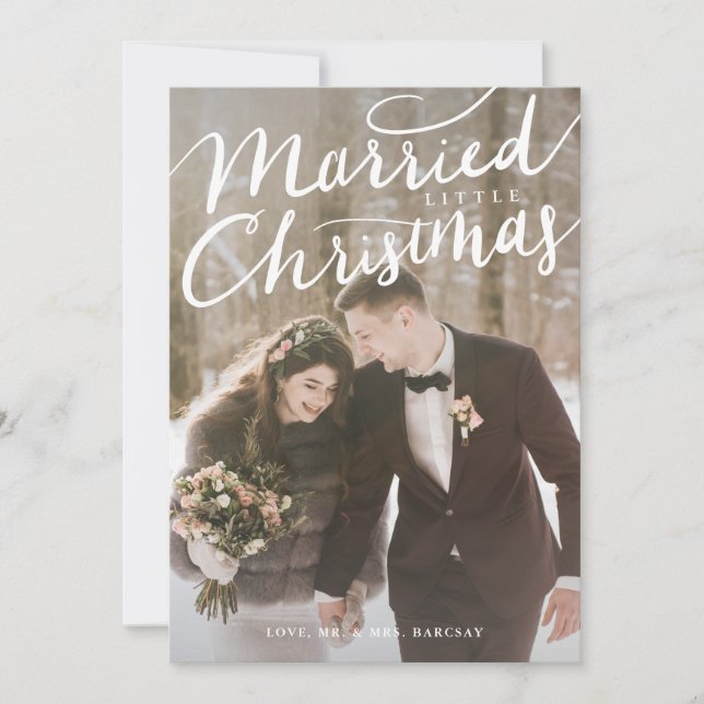 Tarjeta Festiva Foto de Boda de pequeños Navidades casados (Anverso)