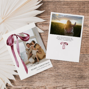 Tarjeta Festiva Foto de Burgundy Bow