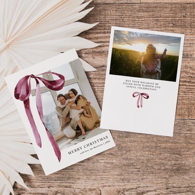 Tarjeta Festiva Foto de Burgundy Bow (Subido por el creador)