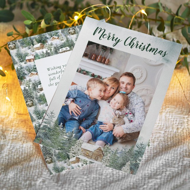 Tarjeta Festiva Foto de cabaña de madera rústica para navidades (Subido por el creador)