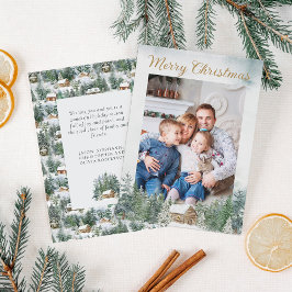 Tarjeta Festiva Foto de cabaña de Navidades de Watercolor Rústico 