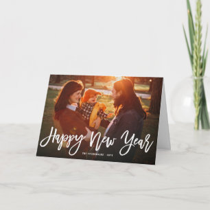 Tarjeta Festiva Foto de caligrafía de guión de broche de Año Nuevo