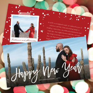 Tarjeta Festiva Foto de caligrafía de guión de broche de Año Nuevo