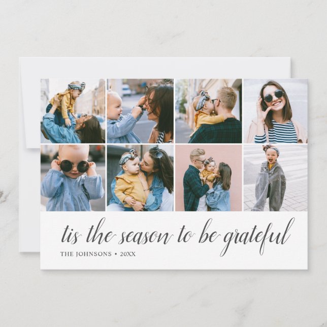 Tarjeta Festiva Foto de caligrafía de reconocimiento estacional (Anverso)