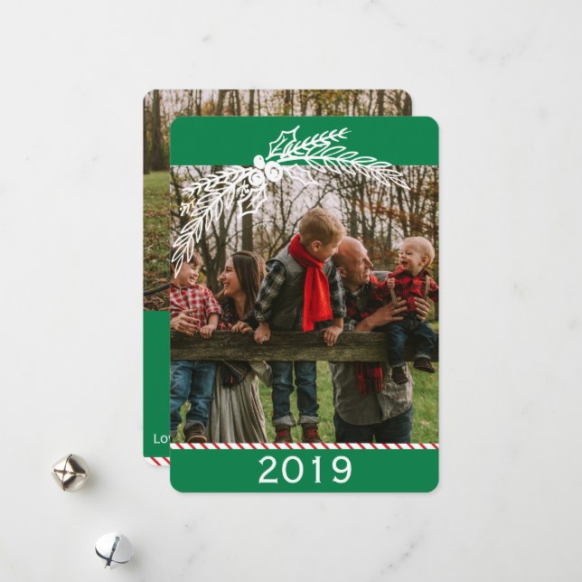 Tarjeta Festiva Foto de Candy Cane 2 de moda antigua (Anverso/Reverso In Situ)