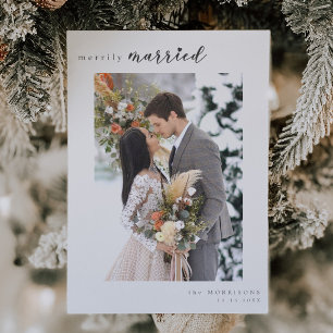 Tarjeta Festiva Foto de casamiento Minimalista de matrimonio de in