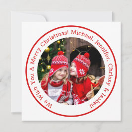 Tarjeta Festiva Foto de Círculo Rojo Añadir mensaje y nombres de N