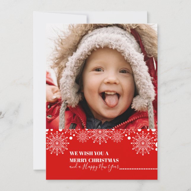 Tarjeta Festiva Foto de copo de nieve del feriado de navidades (Anverso)