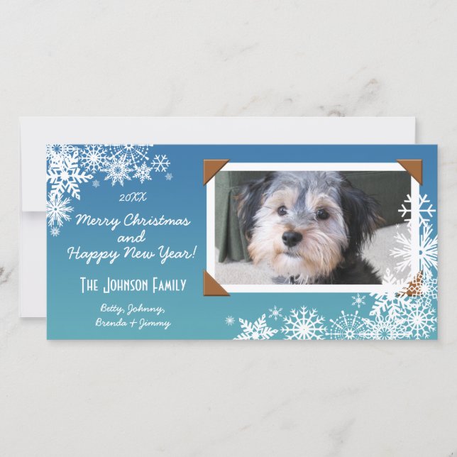 Tarjeta Festiva Foto de copo de nieve del feriado de navidades (Anverso)