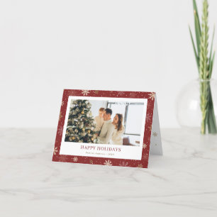 Tarjeta Festiva Foto de copo de nieve rojo Felices vacaciones tarj
