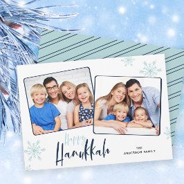 Tarjeta Festiva Foto de copos de nieve Feliz Janucá
