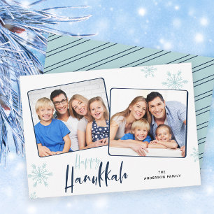 Tarjeta Festiva Foto de copos de nieve Feliz Janucá