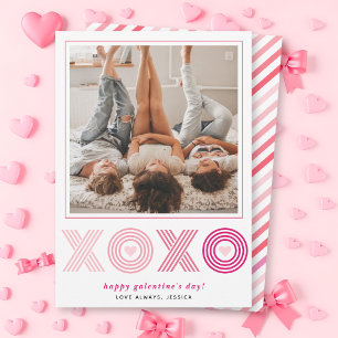 Tarjeta Festiva Foto de corazón del día de Galentines rosa Ombre H