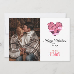 Tarjeta Festiva Foto de corazón elegante feliz día de San Valentín