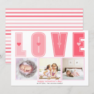 Tarjeta Festiva Foto de corazones Día de San Valentín de AMOR rosa