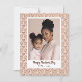 Tarjeta Festiva Foto de corazones dorados de color rosa moderno pa