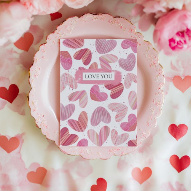 Tarjeta Festiva Foto de corazones rojos y rosados (Subido por el creador)