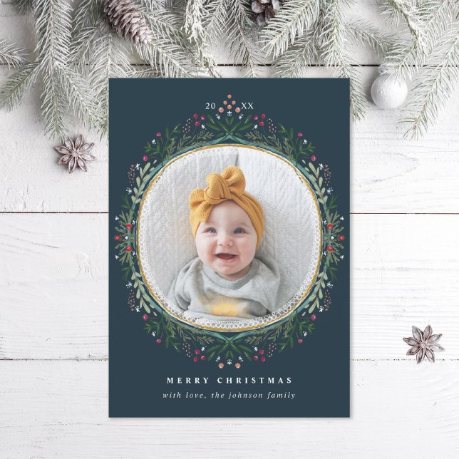 Tarjeta Festiva Foto de corona de flores silvestres folklóricas (Subido por el creador)