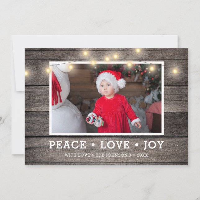 Tarjeta Festiva Foto de Country Rustic Wood String (Anverso)