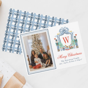Tarjeta Festiva Foto de Cresta de Cascanueces con Inicial de Monog