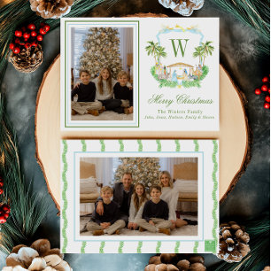 Tarjeta Festiva Foto de Cresta de Natividad con Monograma Inicial