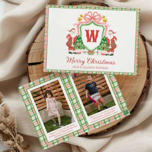 Tarjeta Festiva Foto de cresta de Santa con monograma inicial en a