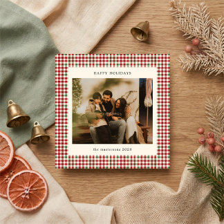 Tarjeta Festiva Foto de Cuadro Pequeño Verde y Rojo Elegante