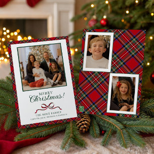 Tarjeta Festiva Foto de Cuadros Navideños Rojos