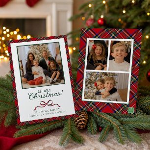 Tarjeta Festiva Foto de Cuadros Navideños Rojos