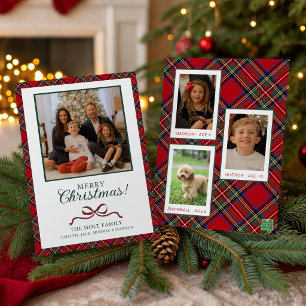 Tarjeta Festiva Foto de Cuadros Navideños Rojos