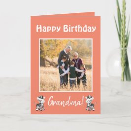 Tarjeta Festiva Foto de cumpleaños con tema de cebra para abuela