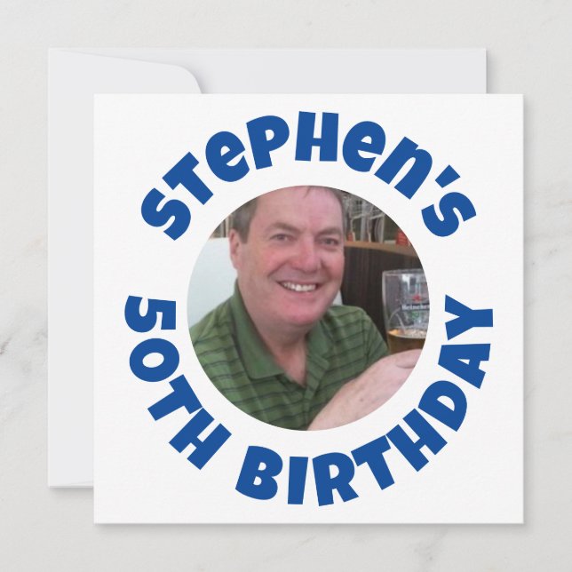 Tarjeta Festiva Foto de cumpleaños número 50 del hombre (Anverso)