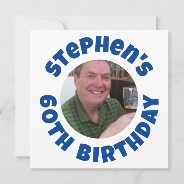 Tarjeta Festiva Foto de cumpleaños número 60 del hombre (Anverso)