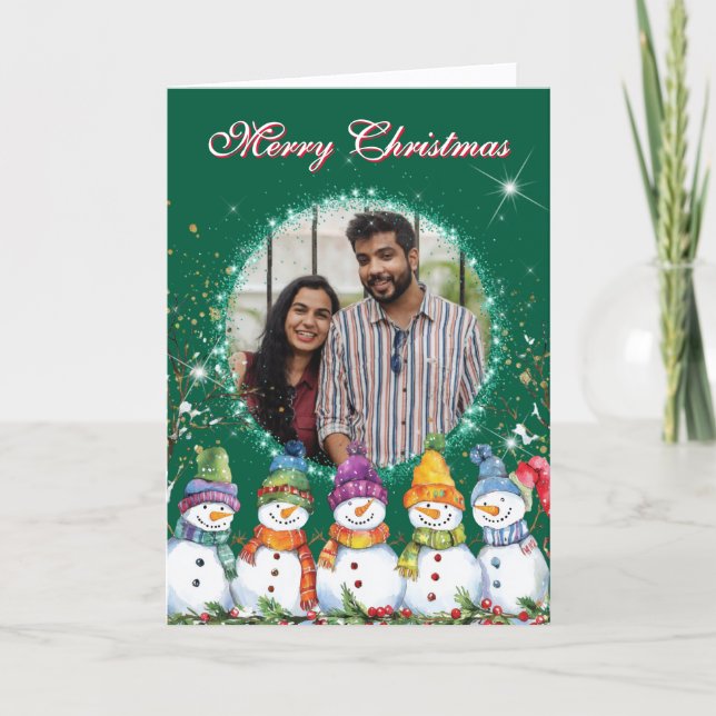 Tarjeta Festiva Foto de Cute Snowmen (Anverso)