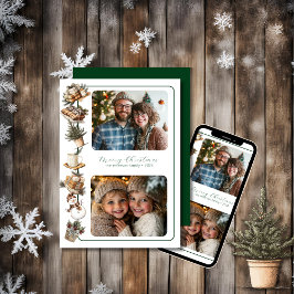 Tarjeta Festiva Foto De Dos Hígges De Algodón (Tono Verde)