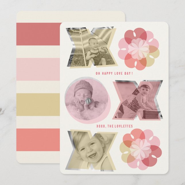 Tarjeta Festiva Foto de El día de San Valentín XO Love & Kisses Lo (Anverso / Reverso)