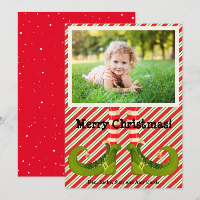 Tarjeta Festiva Foto de Elf Navidades (Anverso / Reverso)