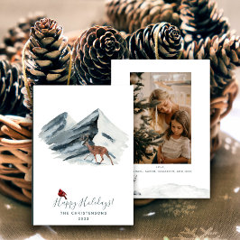 Tarjeta Festiva Foto de escena de la montaña de invierno de Navida