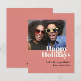 Tarjeta Festiva Foto de estilo Coral Bold Script