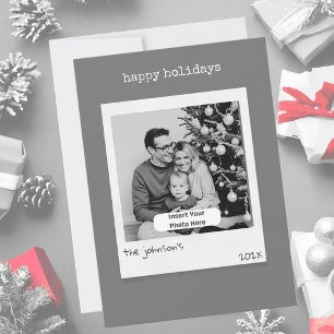 Tarjeta Festiva Foto de estilo retro Navidades gris personalizados