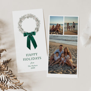 Tarjeta Festiva Foto de Evergreen Bow Wreath